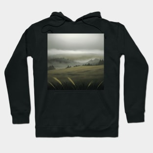 Grassy Field in a Misty Moor Hoodie